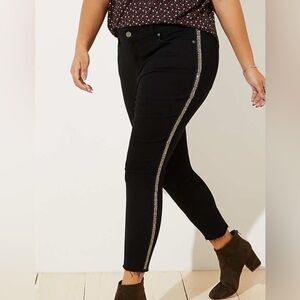 LOFT PLUS Black Beaded Skinny Jeans Size 18